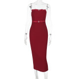 SC Solid Color Tube Tops Slim Maxi Dress FL-ZX24455PFO