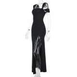SC Solid Color Halter Sexy Split Gown Dress FL-XY25016PFO