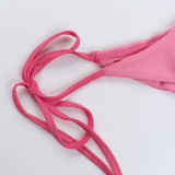 SC Letter Print T Shirt Tie Up Two Piece Swimsuit FL-HH25003MHO