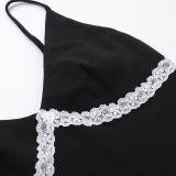 SC Lace Patchwork V Neck Sling Tank Tops FL-ZX25015PFO