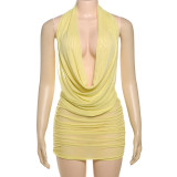 SC Deep V Neck Halterneck Backless Skirt Suit DLSF-K25S63877
