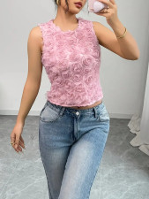 SC Solid Color Sleeveless Flower Tops ANDF-2507