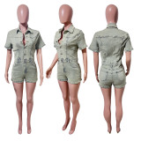 SC Wash Denim Short Sleeve Romper LX-6049