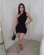 SC Single Shoulder Hollow Out Knits Mini Dress GCNF-0234