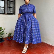 SC Plus Size Polka Dot Print Big Swing Maxi Dress NNWF-8079