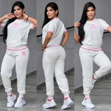 VIP1 Embroidered Crew Neck Top Pants Suit GYSF-5133