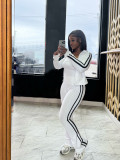 SC Stripe Patchwork Zipper Long Sleeve Pants 3 Piece Set  SFY-702