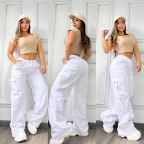 SC Casual Solid Coor Loose Straight Pants OLYF-6178