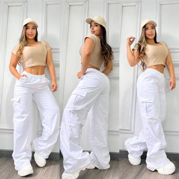 SC Casual Solid Coor Loose Straight Pants OLYF-6178