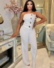 SC Wrap Solid Color Straight Jumpsuit OLYF-6181
