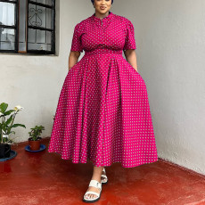 SC Plus Size Polka Dot Print Big Swing Maxi Dress NNWF-8079