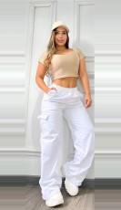 SC Casual Solid Coor Loose Straight Pants OLYF-6178