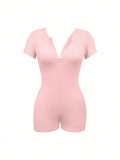 SC Solid Color Zipper Yoga Romper GBGF-5067