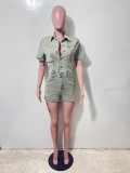 SC Wash Denim Short Sleeve Romper LX-6049