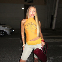 SC Hot Drill Print Sleeveless Tops FL-WQ24259MHO