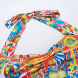 SC Colorful Print Halterneck Split Maxi Dress FL-XY25038PFO