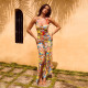 SC Colorful Print Halterneck Split Maxi Dress FL-XY25038PFO