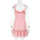 SC V Neck Solid Color Vest Mini Dress FL-YJ24685MHO
