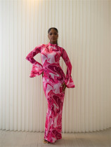SC Mesh See Through Flare Sleeve Maxi Derss YWXS-XS-L45412