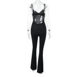 SC Lace Lace Backless Solid Color Jumpsuit FL-JY25078MHO
