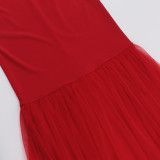 SC Halterneck Backless Fishtail Patchwork Gown Dress FL-YJ25066MHO