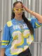 SC Contrast Color Print Loose T Shirt YWXS-XS-L45196