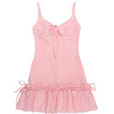 SC V Neck Solid Color Vest Mini Dress FL-YJ24685MHO