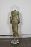 SC Mesh See Through Flare Sleeve Maxi Derss YWXS-XS-L45412