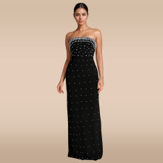 SC Tube Tops Bubble Bead Split Backless Maxi Dress  BY-7218