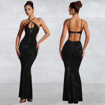 SC Hot Drill Sexy Sling Backless Maxi Dress BY-7208