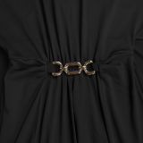 SC Slim Waist Button Shawl Maxi Dress BY-7279