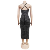 SC Hot Drill Slim Solid Color Sexy Midi Dress BY-7210