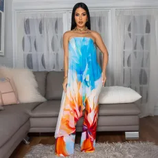 SC Print Tube Tops Irregular Tops And Pants Suit CYA-901828