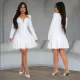 SC Deep V Neck Long Sleeve Ruffles Mini Dress BY-7263