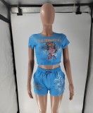 VIP1 Print Short Sleeve Shorts Two Piece Set GMJL-XX511
