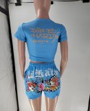 VIP1 Print Short Sleeve Shorts Two Piece Set GMJL-XX511