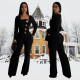 SC Solid Color Long Sleeve Jumpsuit BY-7201