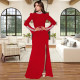 SC Solid Color Long Sleeve Hot Drill Split Maxi Dress BY-7271