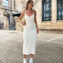 SC Sexy V Neck Backless Split Midi Dress GAXB-W336DS