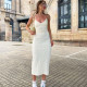 SC Sexy V Neck Backless Split Midi Dress GAXB-W336DS