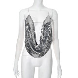 SC Sequin Chain Sling Backless Tops GDSF-D25TP113