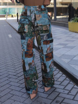 SC Jacquard Vintage Print Multi-Pocket Pants ZSD-0740