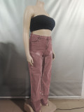 SC Fashion Button Denim Patch Loose Fit Jeans GAKF-41005