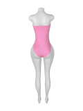 SC Solid Color Wrap Chest Bodysuit Pants Suit CH-25082