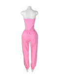 SC Solid Color Wrap Chest Bodysuit Pants Suit CH-25082
