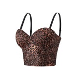 SC Leopard Print Sling Gathering Fishbone Underwear Top GPBY-LS6285
