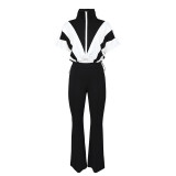 SC Contrast Color Patchwork Sport Two Piece Pants Set ZSD-0732