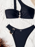 SC Single Shoulder Solid Color Bikinis 2 Piece Swimsuit CASF-6735