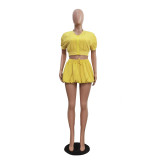 SC Casual Solid Color Washed Lantern Skirt Set TR-1327