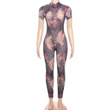 SC Print Sexy Short Sleeve Jumpsuit XEF-K25Q66400